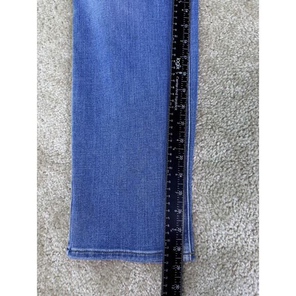 Lee Slim Fit Straight Leg Mid Rise Jeans Womens 14 Blue Denim Dark Wash D233 - Picture 12 of 14